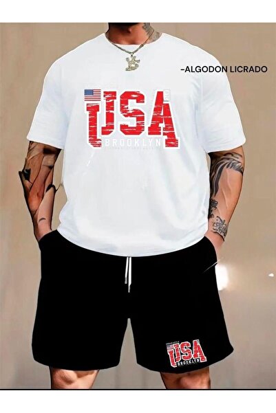 EFFRENATU Unisex Letter Printed T-Shirt – Round Neck, Short Sleeve, Casual Set