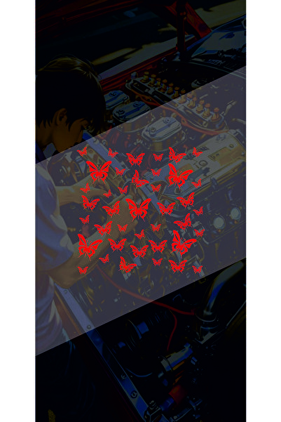 sticker Kelebek Desen Kaplama 25x25 Cm Jdm Araba-moto-laptop Cam Etiket Holog...