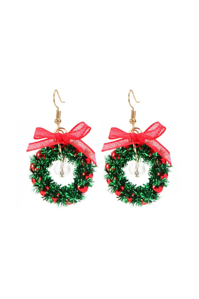 EFAYN.RO Women's earrings, Christmas theme, festive pattern, decorative wreat...