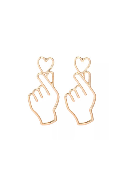 EFAYN.RO Cercei dama, model mana si inimioara, rose gold, EFAYN