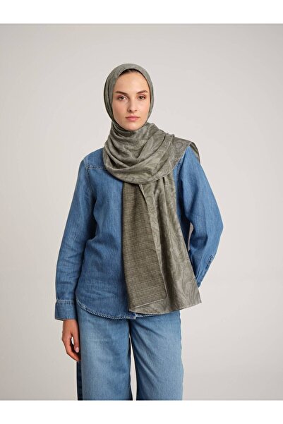 Ayshara Nakkaşhâne Monogram Patterned Double-Sided Shawl - Khaki