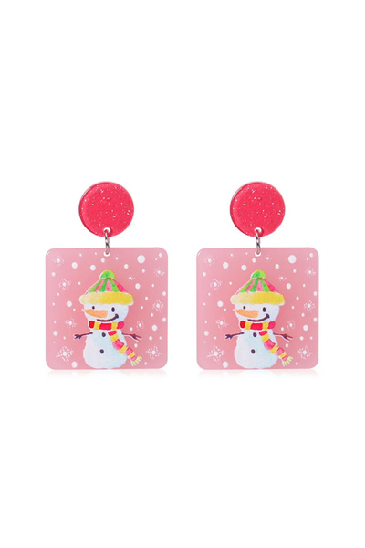 EFAYN.RO Women's earrings, Christmas theme, cheerful and colorful snowman pat...