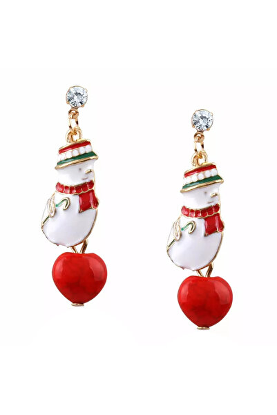 EFAYN.RO Women's earrings, snowman model, multicolored, with red accessories ...