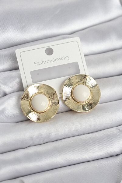 Clariss Vintage Model White Gold Color Brass Women's Earrings