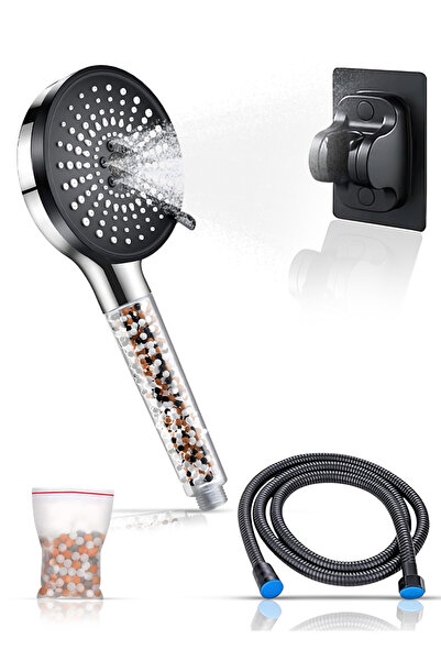 ABJ High Pressure 8-Mode Handheld Shower Head with Power Wash & 6ft Steel Hos...
