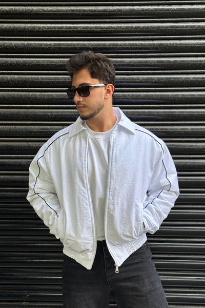 sunfyre Men's Oversize Seasonal Stripe Detailed Bomber Jacket Sun270