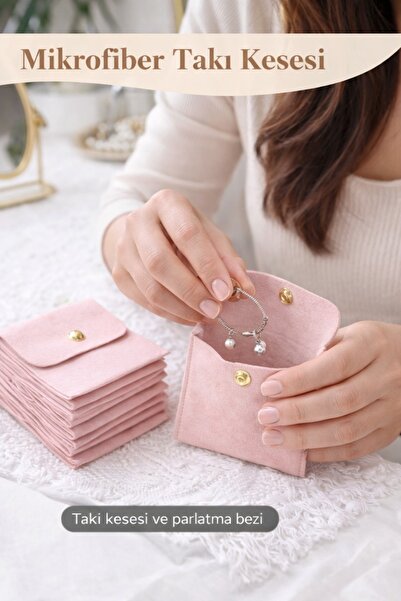 Arma House 1 Adet Mikrofiber Takı Kesesi & Parlatma Bezi – Çıtçıtlı Kadife Do...