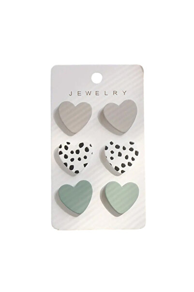 EFAYN.RO Women's earrings, set of 3 pairs, heart pattern, lovely lady theme, ...