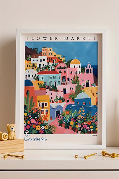 Saturn Santorini Grecia Tablou înrămat pentru iubitorii de călătorii Decor es...