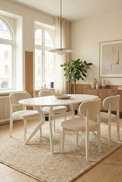 Woodenbend Adel Beyaz Mat Lake 80x130 cm Oval Yemek Masası Takımı – Mat Lake ...