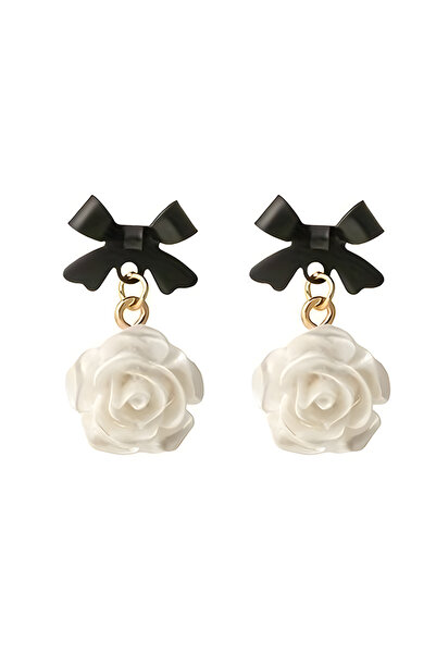 EFAYN.RO Women's earrings, elegant flower pattern, accessorized with bows, wh...
