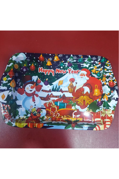 esdekor Small Christmas Themed Specially Designed Metal Serving Tray Christma...