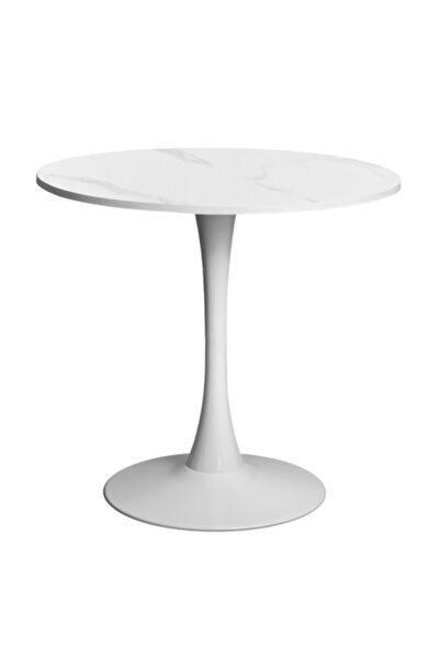 2home Tulip Round Table, White Marble, Fixed Leg, 70*70cm
