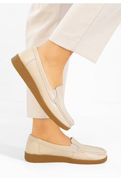 B T Shoes Genuine Leather loafers Nerida beige