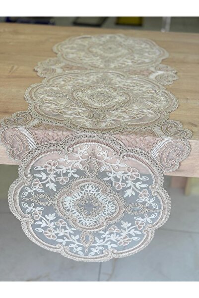 Ceki Home Τραβέρσα για τραπέζι, Τραβέρσα τραπεζομάντηλου με γαλλική δαντέλα, ...