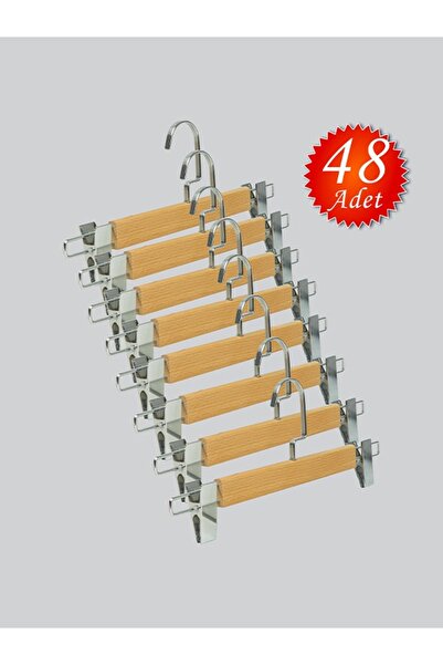 NYN Wooden 8131 (Nickel Silver Hook Lama) Latched Skirt and Trouser Hangers 4...