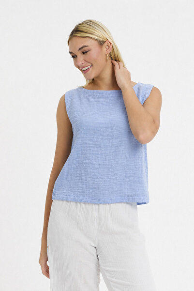 Heaven Ephesus Muslin Blouse - Women's Muslin Pompom Patterned Strap Blouse -...