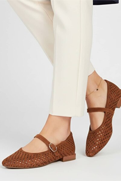 ALBİNİ Kadın Süet Deri Delikli Babet 26109221Y