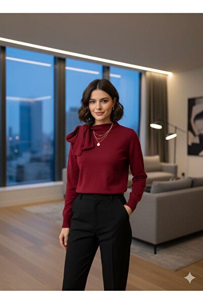 Sea Style Women's Bowknot Blouse Long Sleeve Knitwear Top