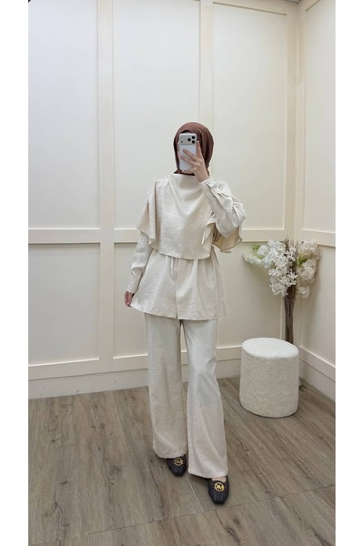 Minharir طقم بنطلون مع شال من قماش الباراشوت - مجموعة أنيقة ومريحة للارتداء ا...