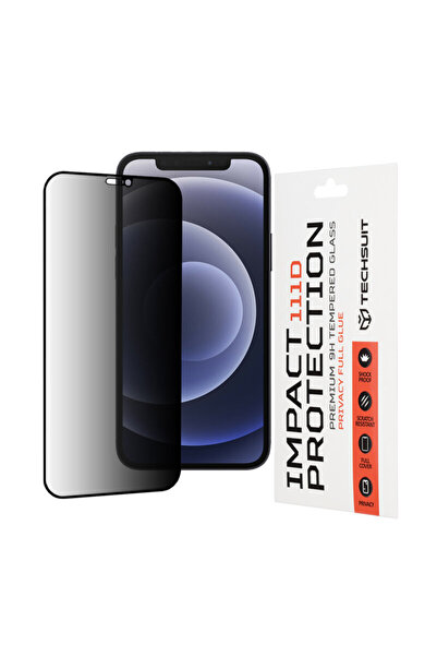 Techsuit 111D Γυαλί Προστασίας Απορρήτου με Πλήρη Κόλλα για iPhone 12, Μαύρο