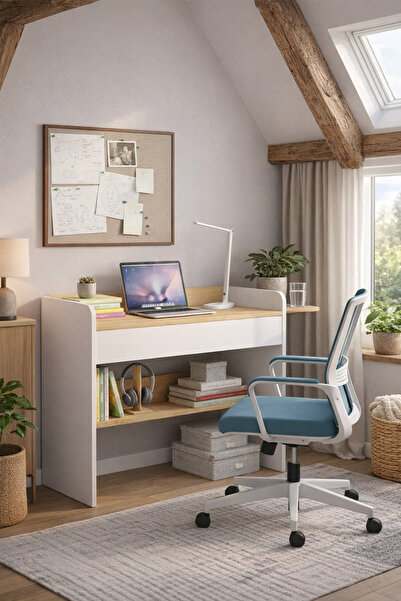 MOONLİGHT Tek Çekmeceli Çalışma Masası Beyaz Bilgisayar Ve Ders Çalışma Masas...