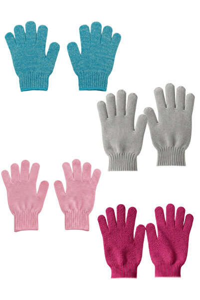 ribac 4 Pairs of Bath Scrubbing Gloves – Body Scrub Shower Gloves (Turquoise-...