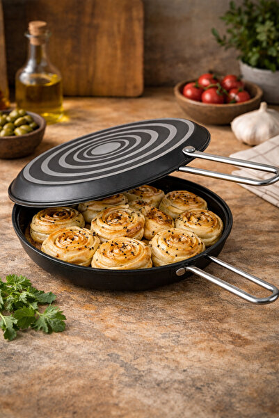 Russet İkiz Balık Börek Tavası, Çift Taraflı Pişirme 32cm 2'li