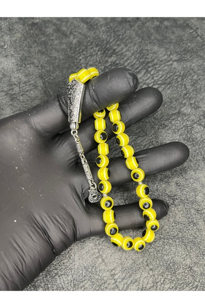 Mos Tespih Special Design High-End Prayer Beads with Yellow Evil Eye Beads