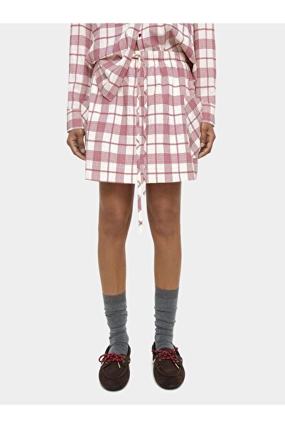 PARFOIS Kadın Kare Desenli Kısa Etek