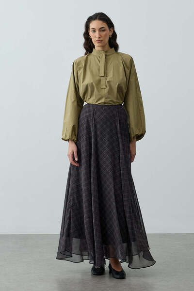 Fahhar Kareli Etek Siyah