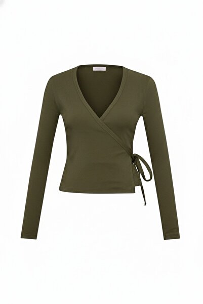 AQUELLA Double-Breasted Khaki Woven Cardigan