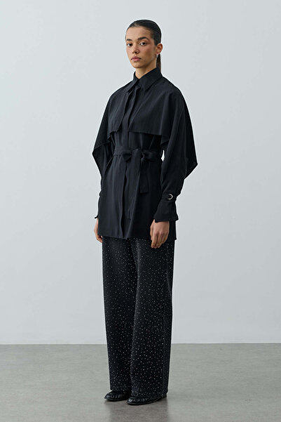 Fahhar Pelerinli Gömlek Siyah