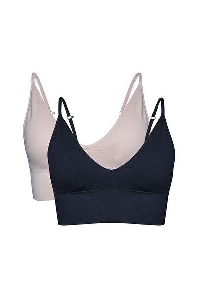 Henderson Non-Padded Bra 2-Pack Sports Style Soft Top Deep V-Neck Racerback C...