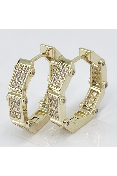 Milena 14k Gold Plated Earrings in Two Layers, Hypoallergenic, - Length 3cm