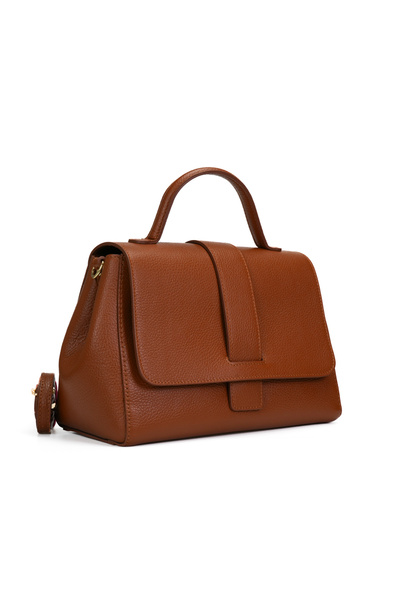 Posete Fagaras Elvila Leather Purse - Cognac, Casual Bag Made of Genuine Leat...