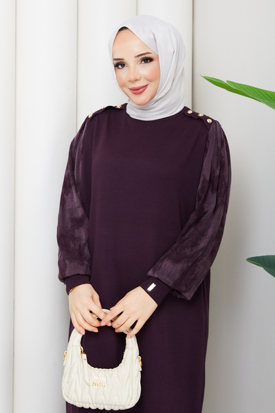 Pamuk Butik Women's Sleeve Silk Cupra Mercerized Knitwear Dress