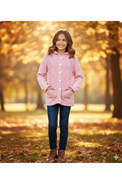 BEGONYA BEBECE KIDS Girls' Tricot Knitted Cardigan Vest with Hooded Pockets S...