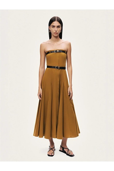 Nocturne ÇİFT KEMERLİ STRAPTEZ MİDİ ELBİSE