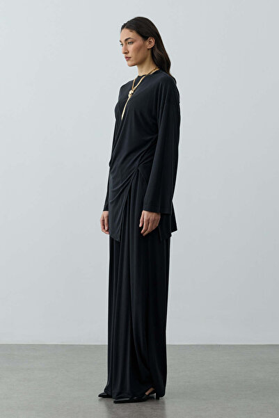 Fahhar Büzgülü Modal Örme Takım Siyah