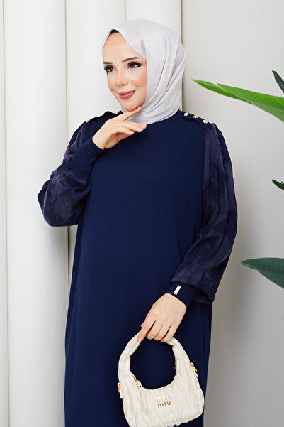 Pamuk Butik Women's Sleeve Silk Cupra Mercerized Knitwear Dress