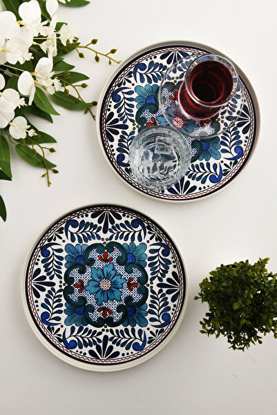 Leila 2-Pack Azure Bloom Tray 22 cm Blue-White