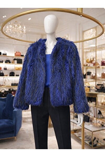 Butik Saks mavisi peluş ceket