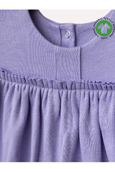 Latelier Midumi Baby, Girl, 100% Organic Cotton, Purple Dress with Bandana (Waterproof Zippered Organizer Bag Is a Gift.)