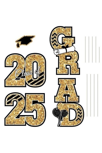 OEM Yard decoration, graduation year 2025, 33.02 x 20.32 x 0.25 cm, gold,
