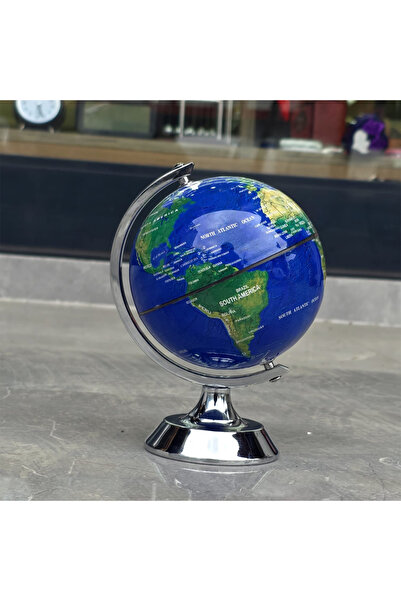 Store Metal Ayaklı Dekoratif Dünya Küresi 16 Cm Masaüstü Ofis Dünya Haritası