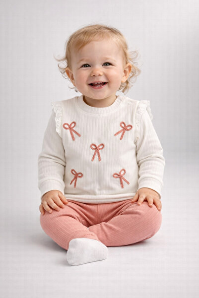 dinamik çocuk طقم علوي وسفلي للفتيات الصغيرات مع فيونكة من خيطين، طقم موسمي م...