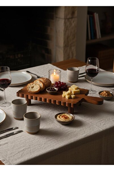 The Mia Natura Acacia Footed Serving Tray 38X20X6 cm