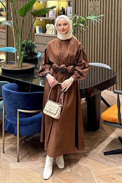 lamelif Pleated Poplin Dress Bitter Brown