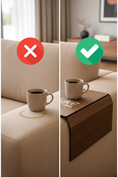 Işıl Concept Ahşap Kol Sehpası, Kaymaz Kahve Altlığı, Koltuk Tepsisi, Kolçak ...